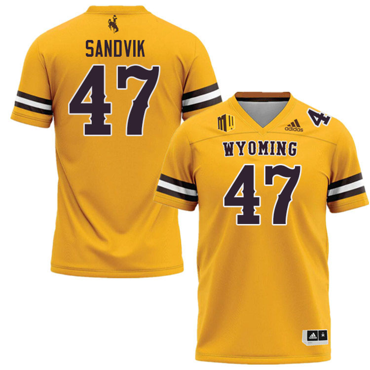 Wyoming Cowboys #47 Erik Sandvik College Football Jerseys Stitched Sale-Gold
